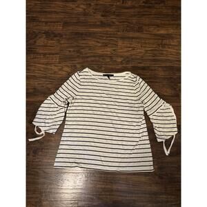 White House Black Market Women's Striped Bell Sleeve Top L